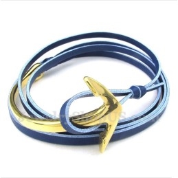 Heren Titanium Leren Ankerarmband