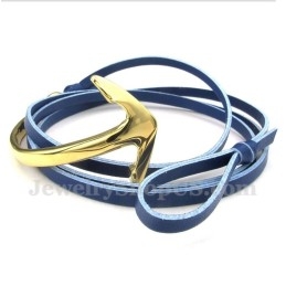 Heren Titanium Leren Ankerarmband