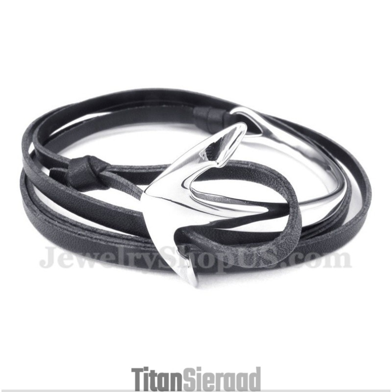 Heren Titanium Leren Ankerarmband