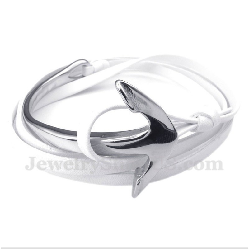 Heren Titanium Leren Ankerarmband