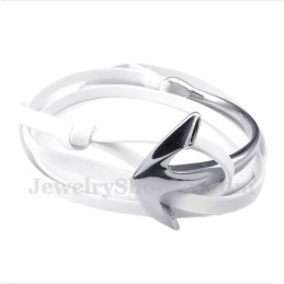Heren Titanium Leren Ankerarmband