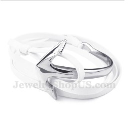 Heren Titanium Leren Ankerarmband