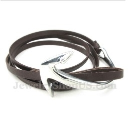 Heren Titanium Leren Ankerarmband