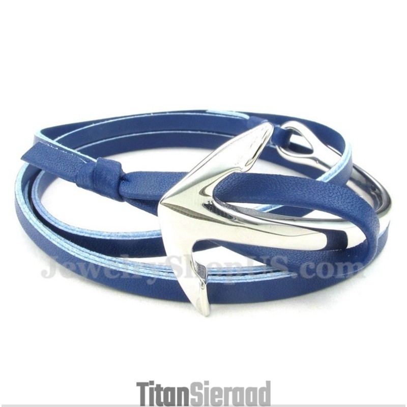 Heren Titanium Leren Ankerarmband
