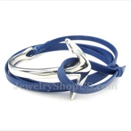 Heren Titanium Leren Ankerarmband