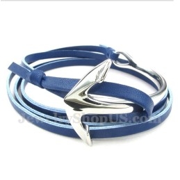 Heren Titanium Leren Ankerarmband
