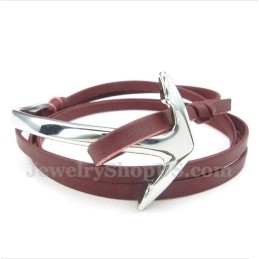 Heren Titanium Leren Ankerarmband