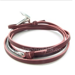 Heren Titanium Leren Ankerarmband