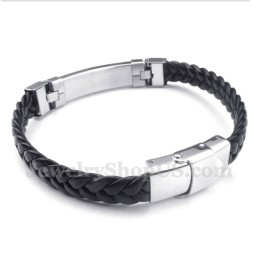 Heren Leren Roségouden Titanium Armband