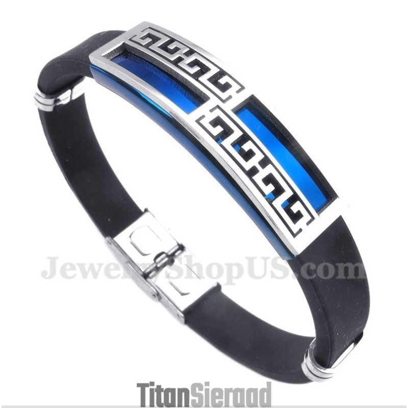 Heren Titanium Rubberen Blauwe Armband Heren Titanium Rubberen Blauwe Armband