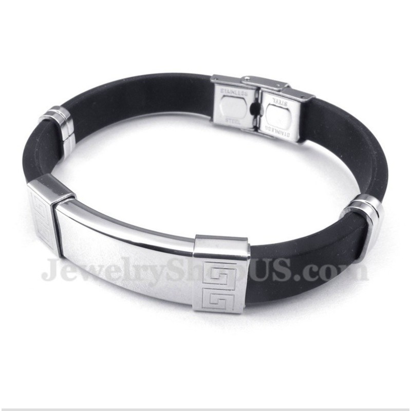 Herenarmband Van Titaniumrubber Met Grieks Meanderpatroon