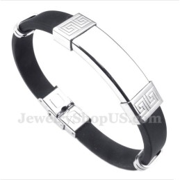 Herenarmband Van Titaniumrubber Met Grieks Meanderpatroon