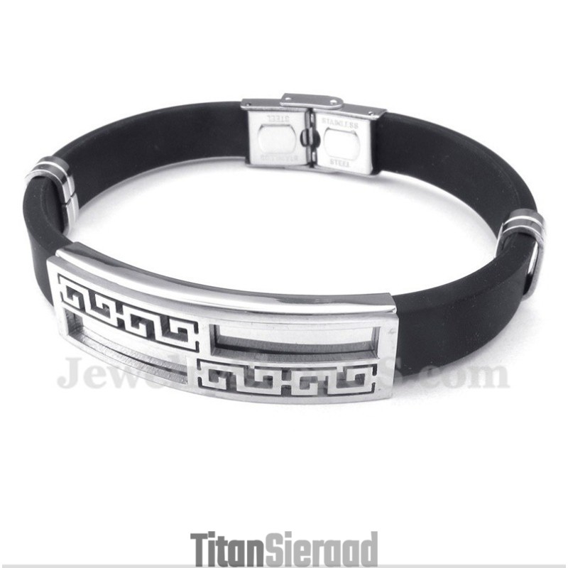 Herenarmband Van Titaniumrubber Met Grieks Meanderpatroon