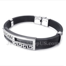 Herenarmband Van Titaniumrubber Met Grieks Meanderpatroon