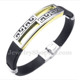 Herenarmband Van Titaniumrubber Met Gouden Griekse Meanderpatroon