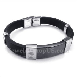Herenarmband Van Titaniumrubber Met Grieks Meanderpatroon