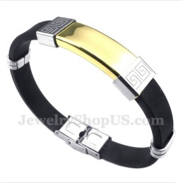 Herenarmband Van Titaniumrubber Met Grieks Meanderpatroon