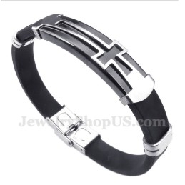 Heren Titanium Rubberen Kruisarmband