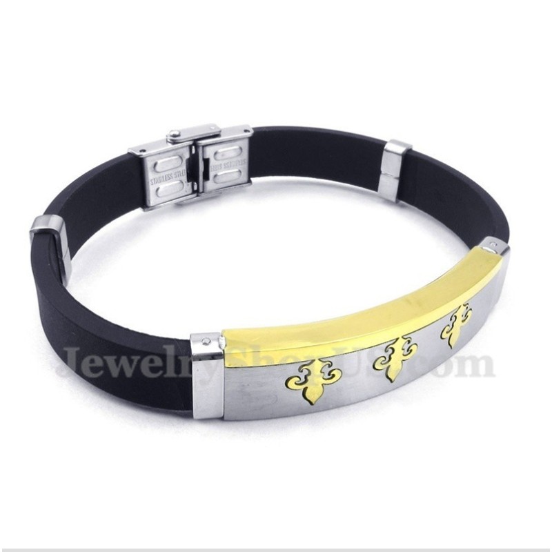 Heren Titanium Gouden Rubberen Armband