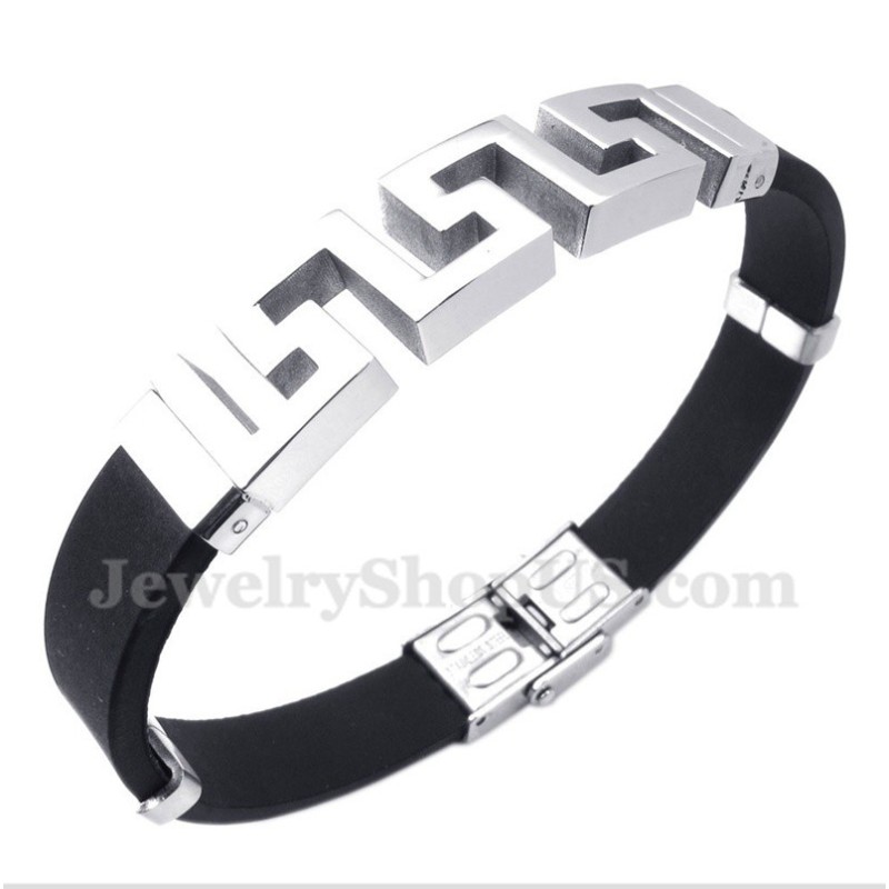 Herenarmband Van Titaniumrubber Met Grieks Meanderpatroon