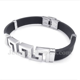 Herenarmband Van Titaniumrubber Met Grieks Meanderpatroon