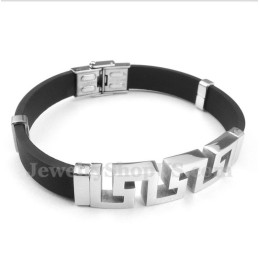 Herenarmband Van Titaniumrubber Met Grieks Meanderpatroon