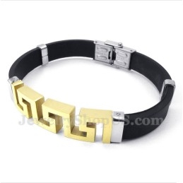 Herenarmband Van Titaniumrubber Met Gouden Griekse Meanderpatroon