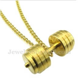 Gouden Titanium Halterhanger Voor Heren Met Gratis Ketting