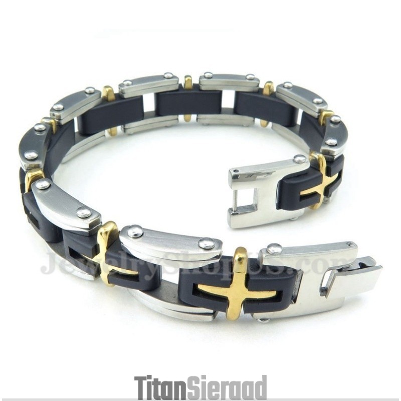 Titanium Gouden Kruisarmband Voor Heren