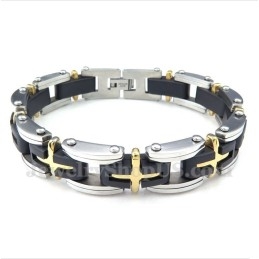 Titanium Gouden Kruisarmband Voor Heren