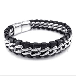 Heren Titanium Leren Armband