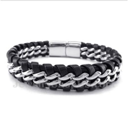 Heren Titanium Leren Armband