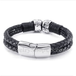 Heren Titanium Leren Armband