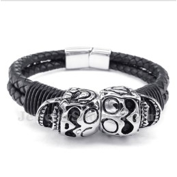 Heren Titanium Leren Armband