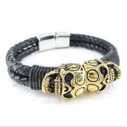 Heren Titanium Leren Armband