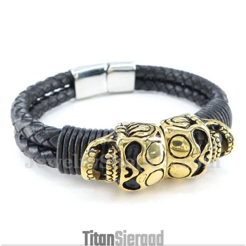 Heren Titanium Leren Armband