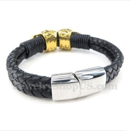 Heren Titanium Leren Armband