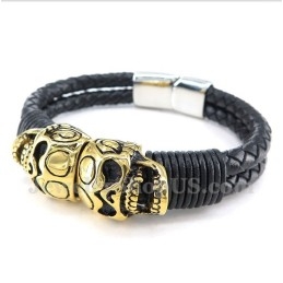 Heren Titanium Leren Armband