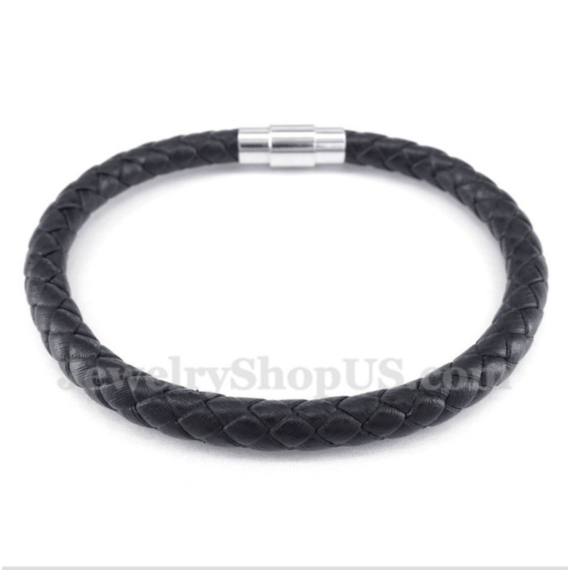 Zwarte Leren Herenarmband Zwarte Leren Herenarmband