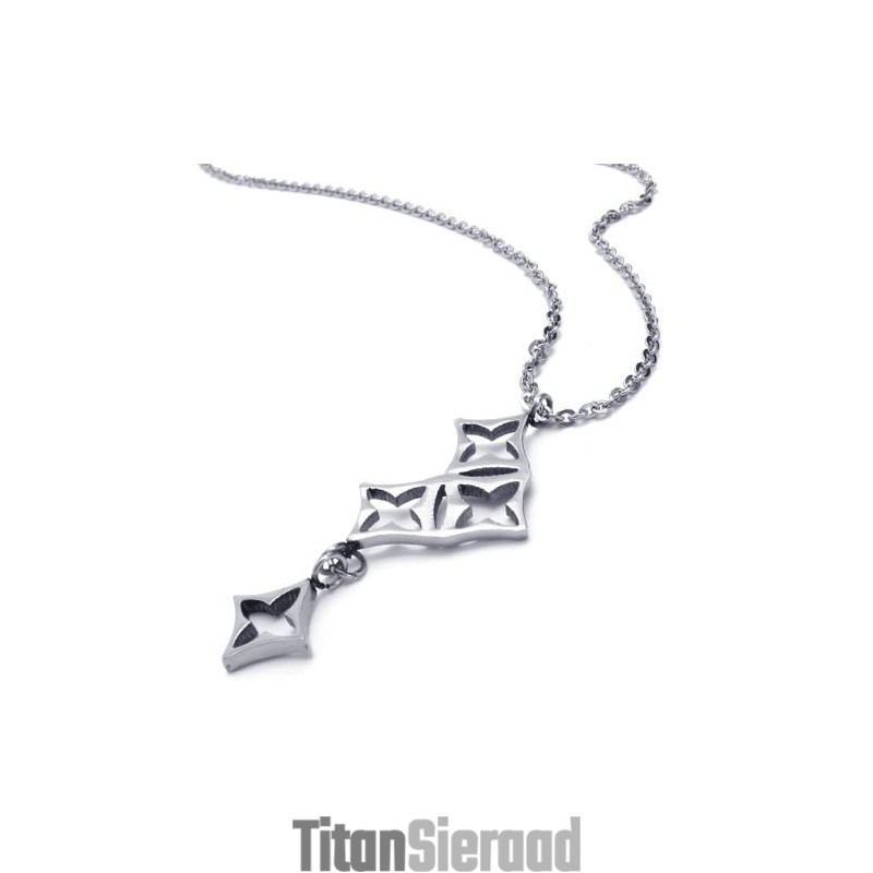 15,4 Inch Titanium Zilveren Sterren Ketting 15,4 Inch Titanium Zilveren Sterren Ketting