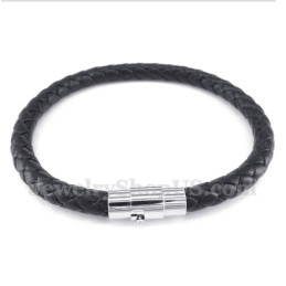 Zwarte Leren Herenarmband
