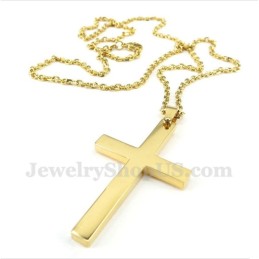 Titanium Gouden Kruishanger Voor Heren Met Gratis Ketting
