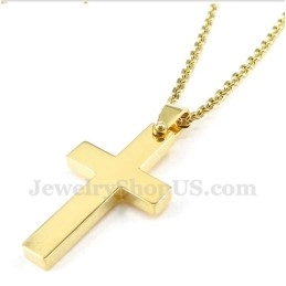 Titanium Gouden Kruishanger Voor Heren Met Gratis Ketting