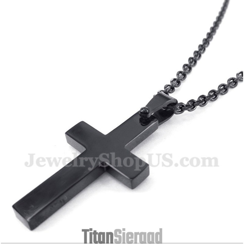 Titanium Zwarte Kruishanger Voor Heren Met Gratis Ketting