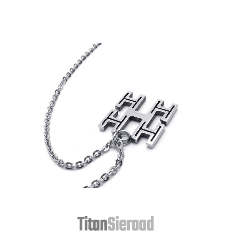 15,7 Inch Titanium Zilveren Ketting
