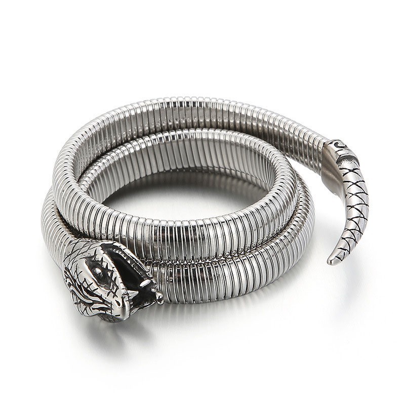 Modieuze Slangvormige Titanium Armband Met Meerdere Lussen Voor Heren Modieuze Slangvormige Titanium Armband Met Meerdere Lussen Voor Heren