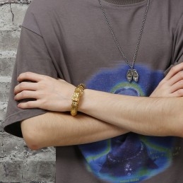 Vintage Heren Titanium Armband Met Drakenschubpatroon