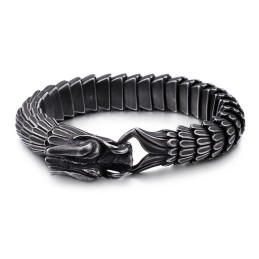 Vintage Heren Titanium Armband Met Drakenschubpatroon