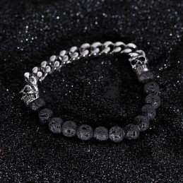 Schedel Boeddha Kralen Vulkanische Steen Kralen Titanium Armband