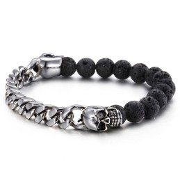 Schedel Boeddha Kralen Vulkanische Steen Kralen Titanium Armband